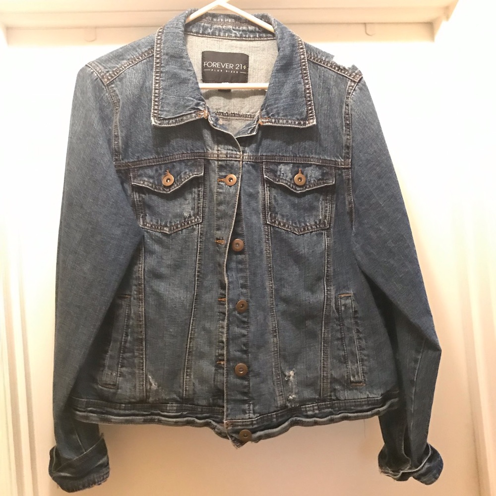 Like New Distressed Denim Jacket